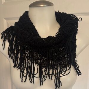 Elegant Black Fringe Scarf
